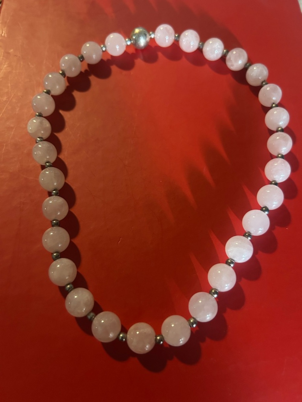 Rose quarts large beaded choker 16in